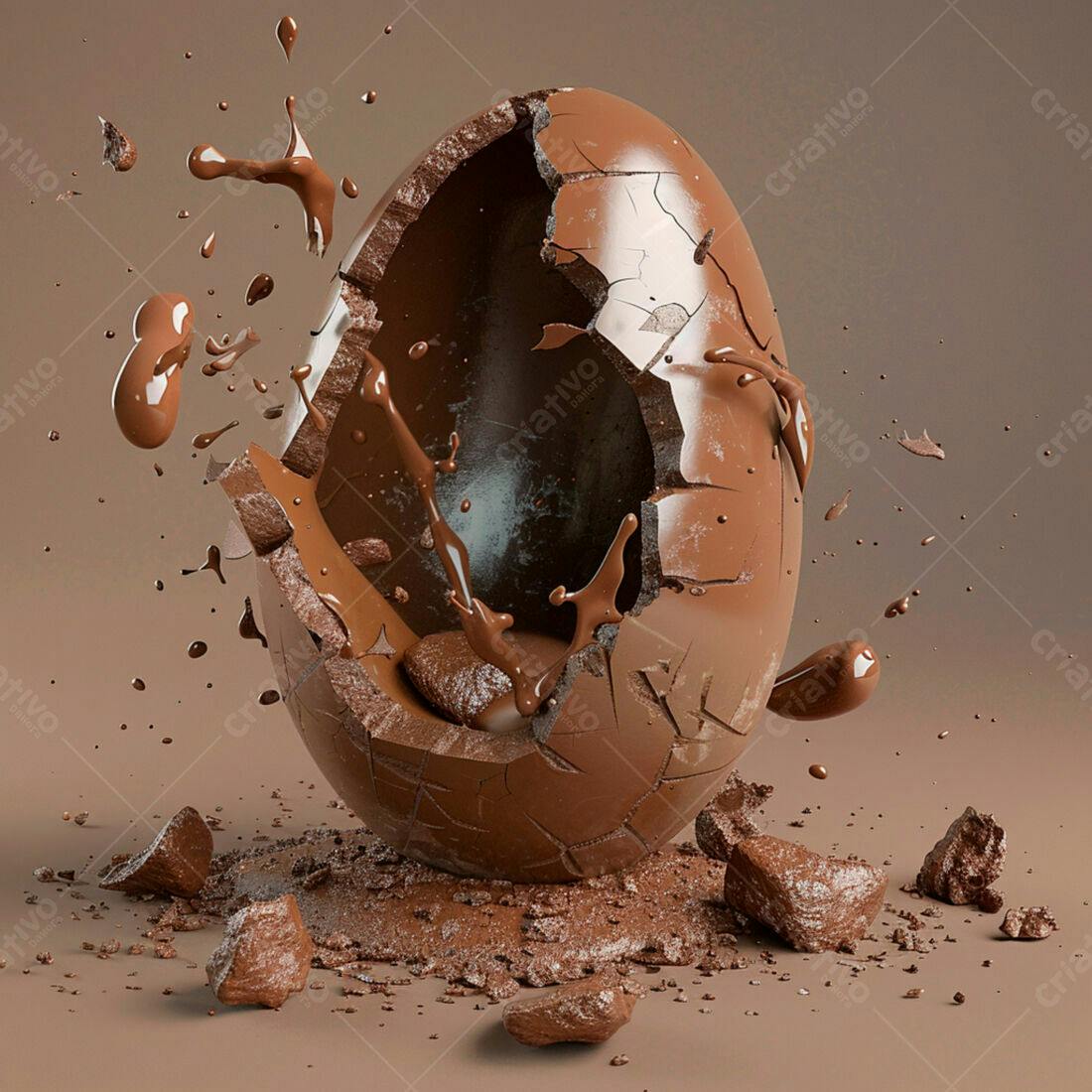 Ovo de chocolate quebrado em pedaços