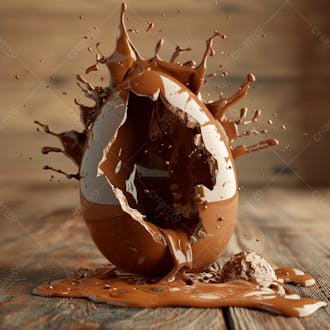 Ovo de páscoa de chocolate quebrado com chocolate derretido e salpicos de chocolate 21