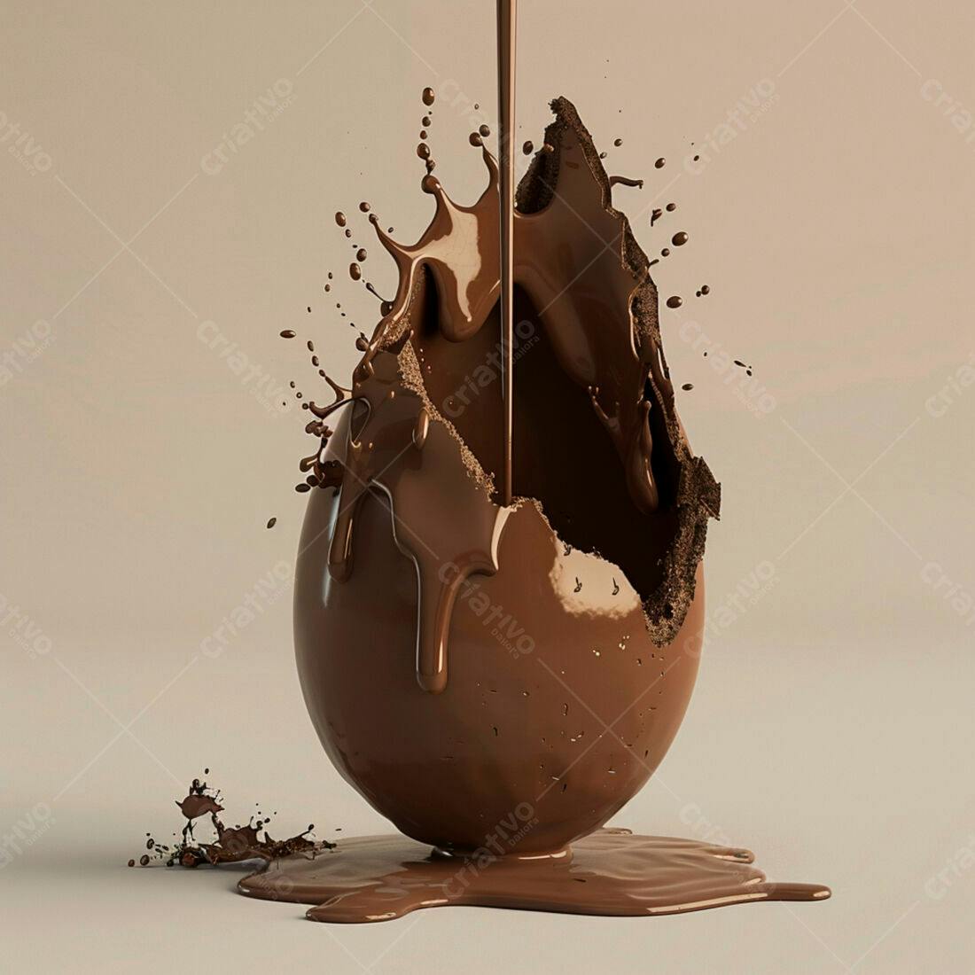 Ovo de chocolate derretendo em calda