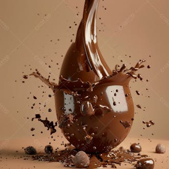 Ovo de páscoa de chocolate quebrado com chocolate derretido e salpicos de chocolate 32