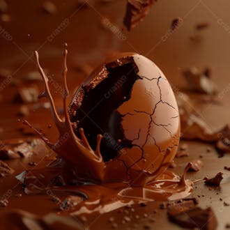 Ovo de páscoa de chocolate quebrado com chocolate derretido e salpicos de chocolate 33