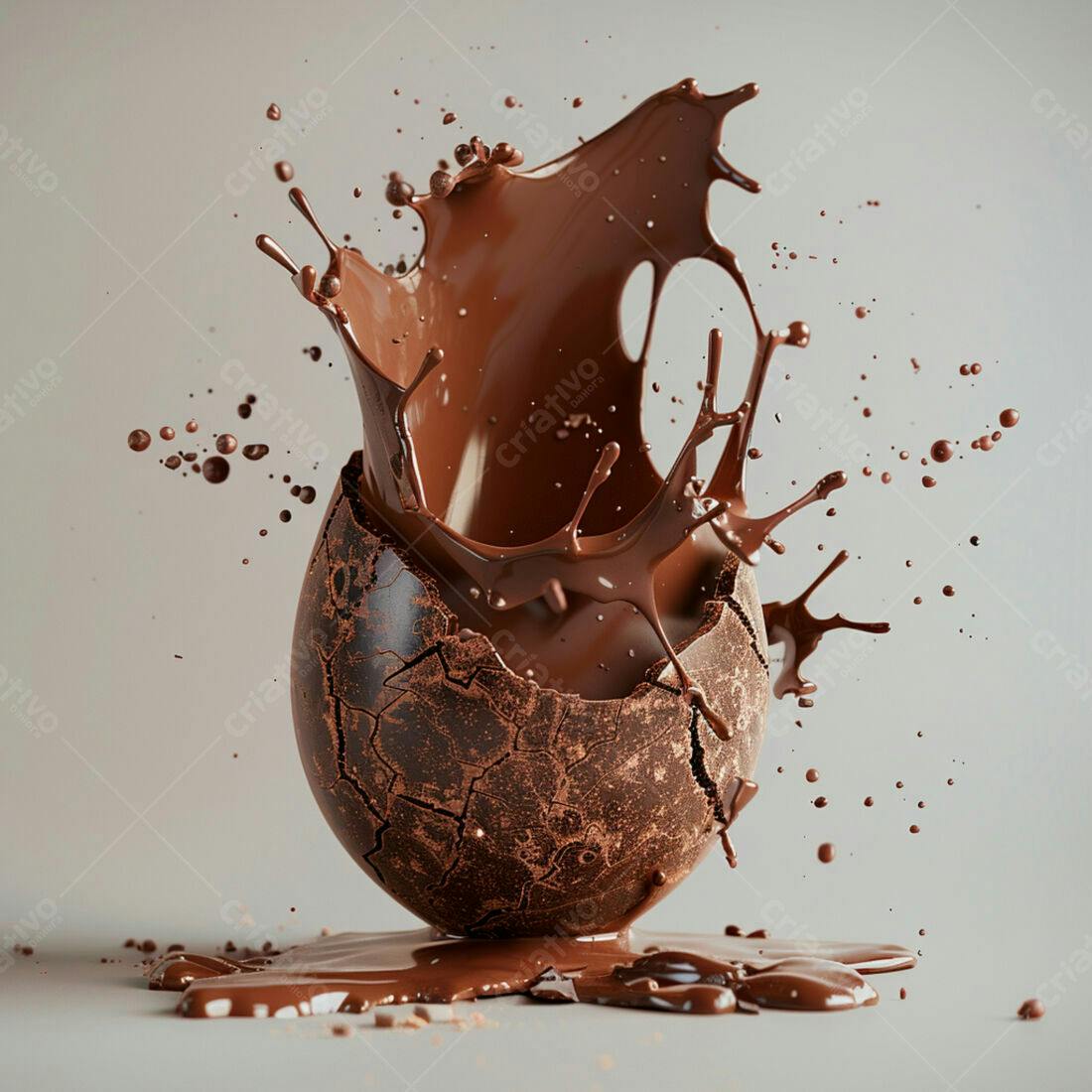 Ovo de Chocolate rachado com chocolate derretido