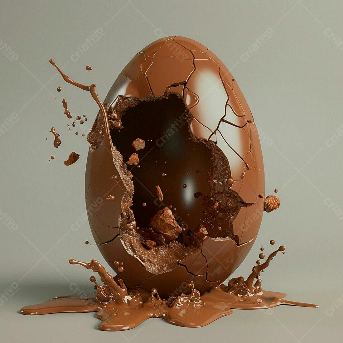 Ovo de Chocolate Quebrado com Gotas