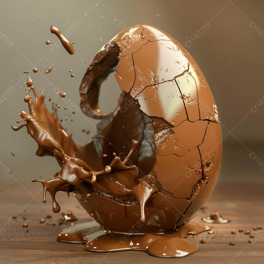 Ovo de Chocolate Quebrado com Derramamento