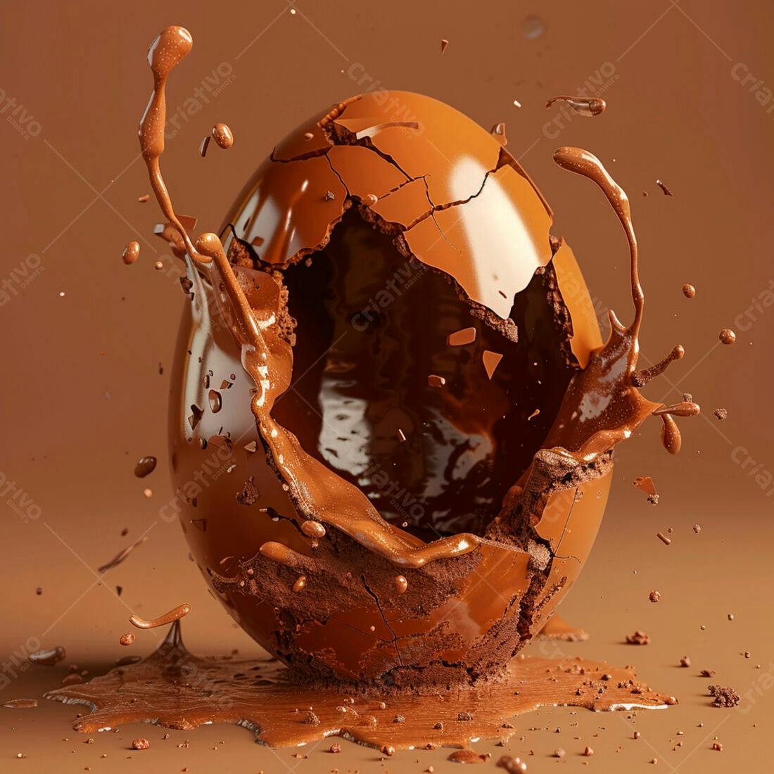 Ovo de chocolate rachado com respingos