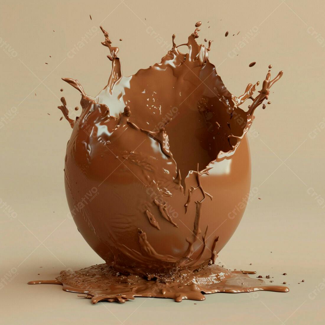 Esfera de chocolate derretida em explosão