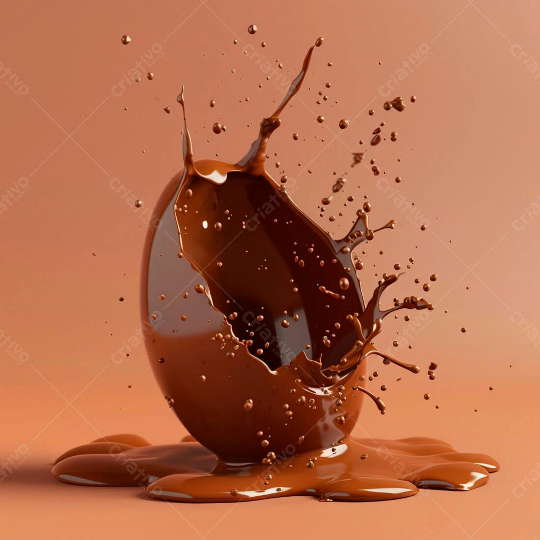 Ovo de chocolate derretendo em splash