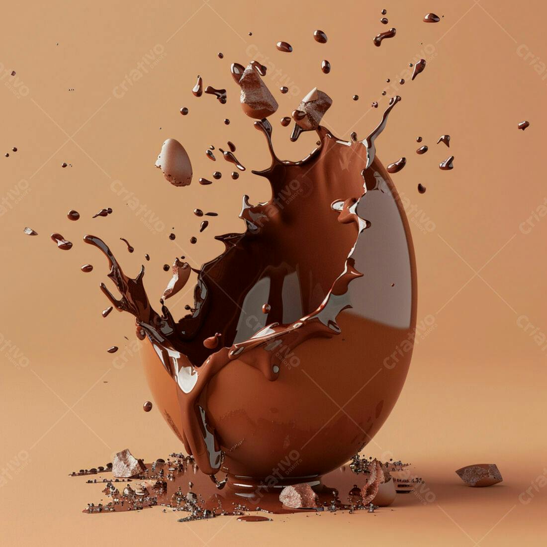 Ovo de chocolate explodindo em calda