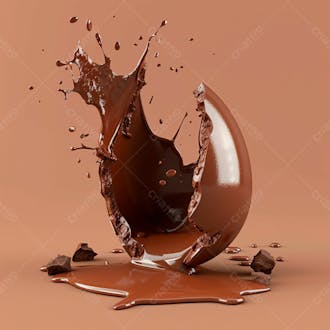 Ovo de páscoa de chocolate quebrado com chocolate derretido e salpicos de chocolate 44
