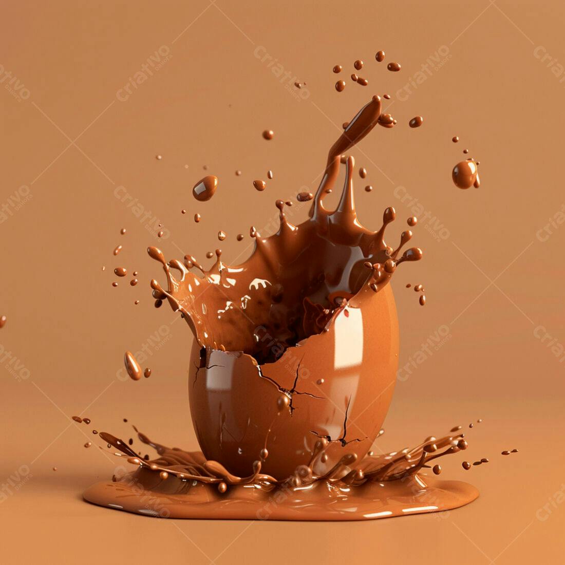 Ovo de chocolate rachado com respingos