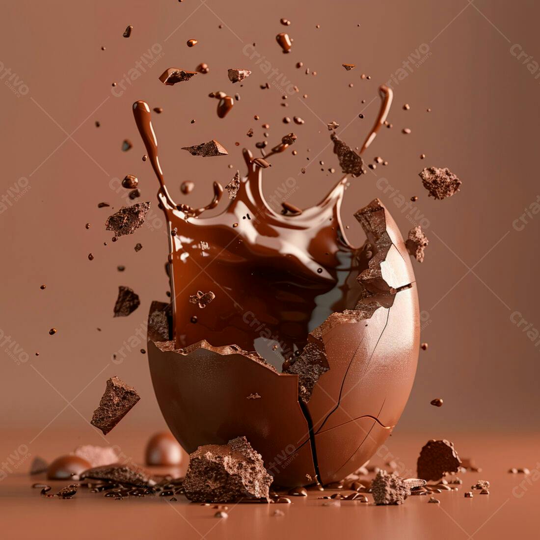 Ovo de Chocolate quebrado com calda