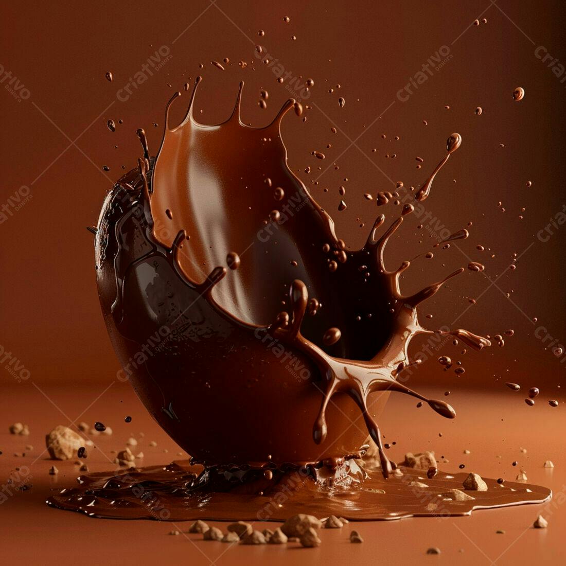 Chocolate derretendo em splash