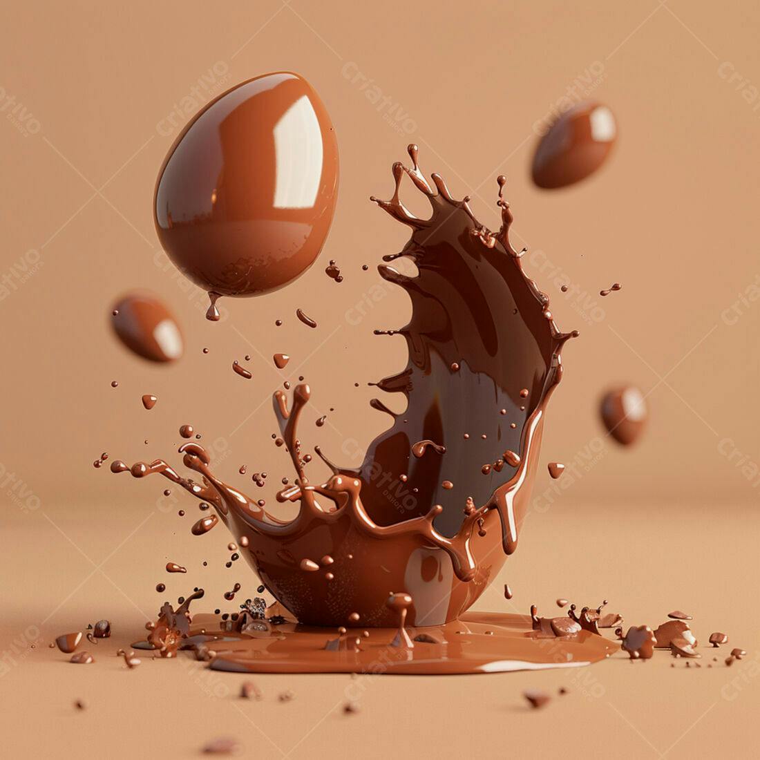 Ovo de chocolate em splash de chocolate