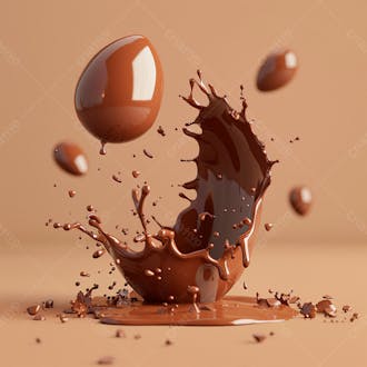 Ovo de páscoa de chocolate quebrado com chocolate derretido e salpicos de chocolate 56