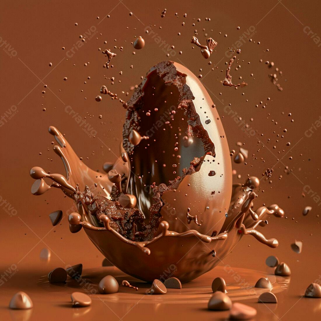 Ovo de Chocolate quebrando com calda