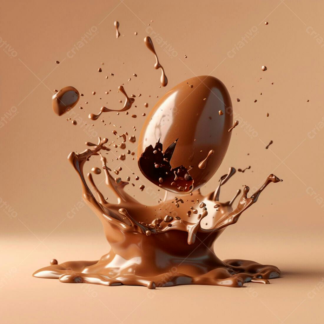 Ovo de Chocolate quebrando em calda