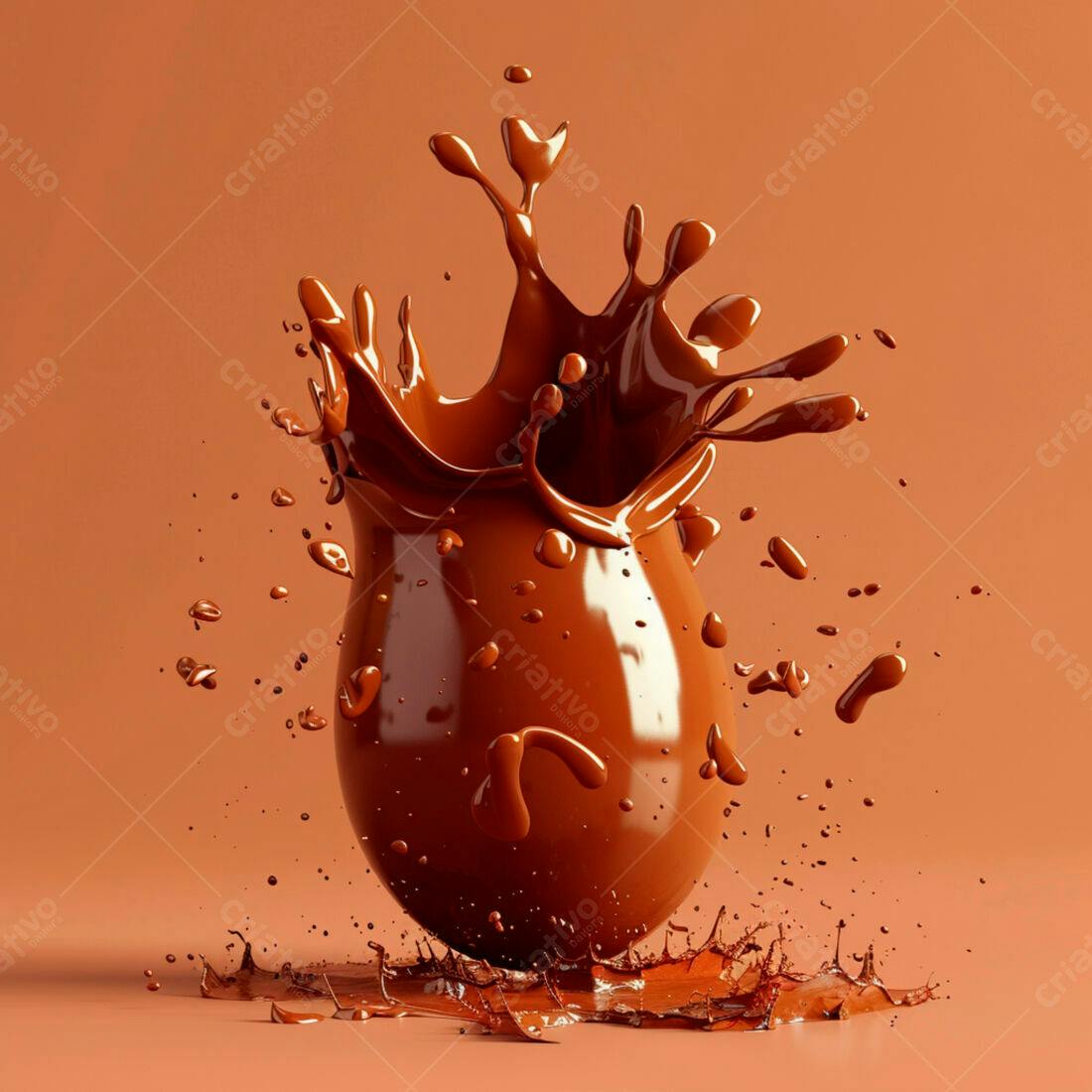 Ovo de chocolate derretido salpicando