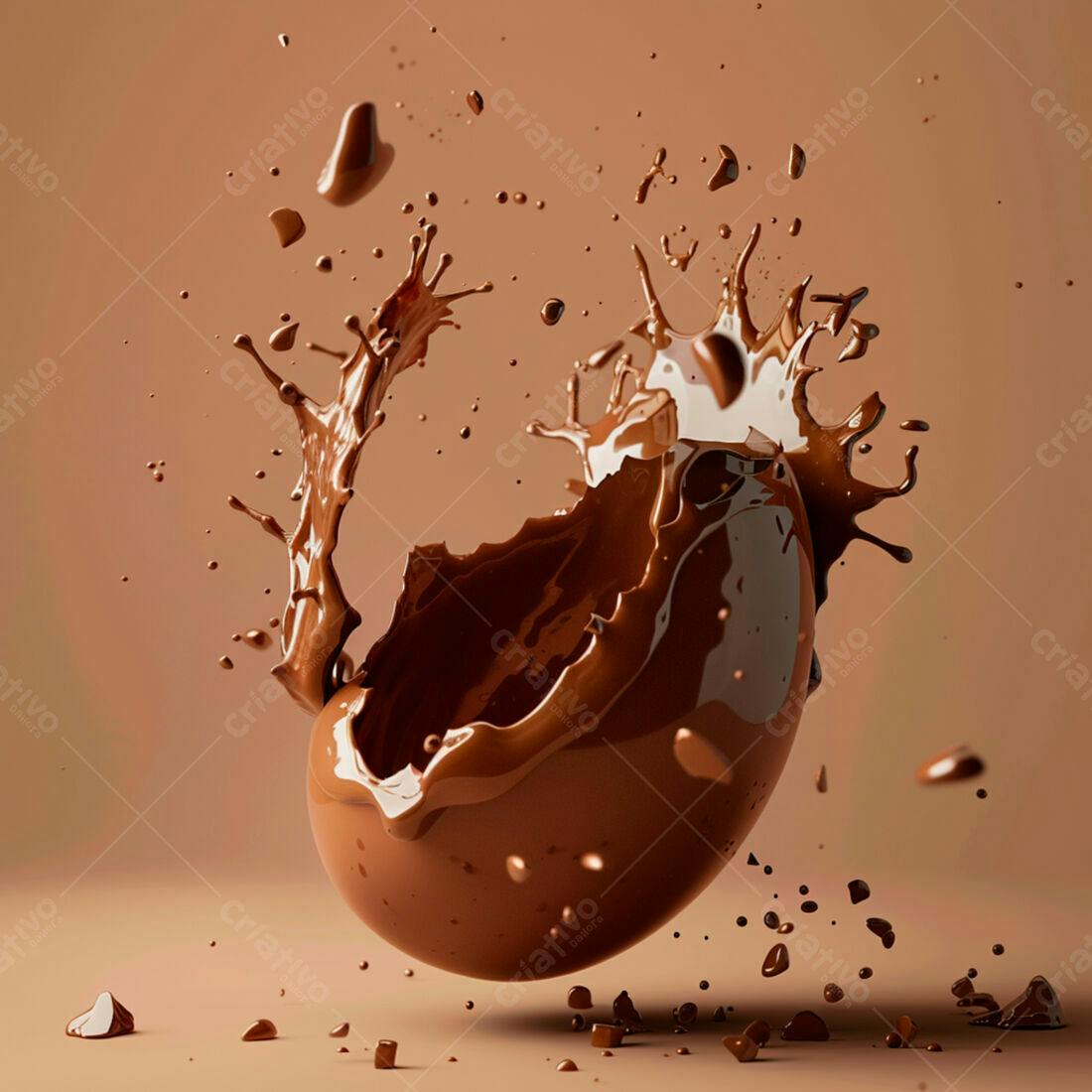 Ovo de chocolate derretido em splash