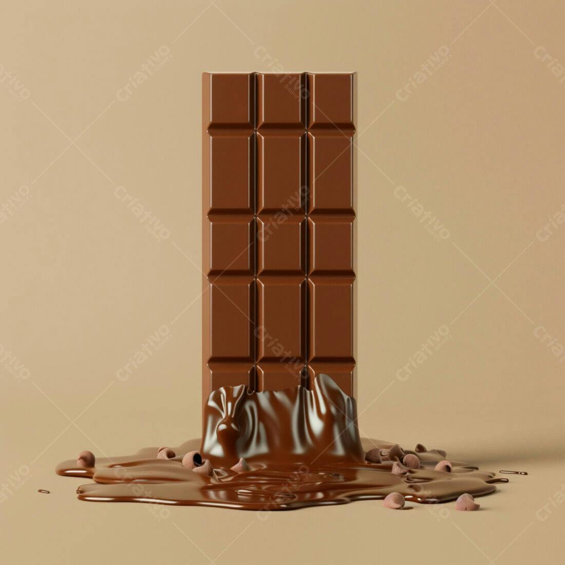 Barra de chocolate derretendo com gotas
