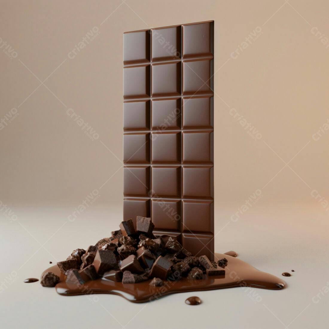 Barra de Chocolate Derretida com Pedacinhos