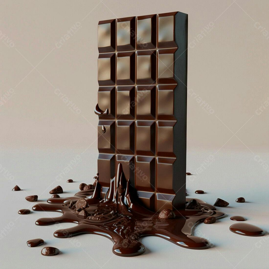 Barra de chocolate derretendo com gotas
