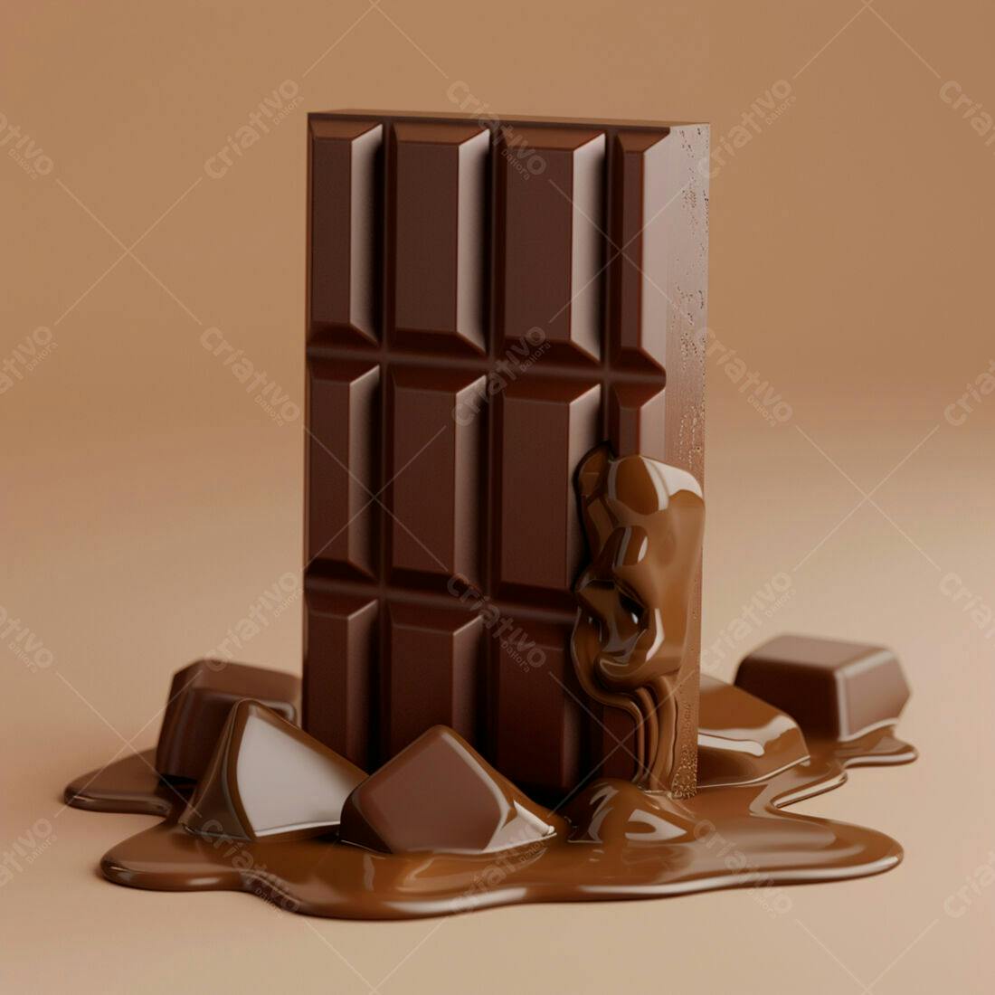 Barra de Chocolate Derretido com Pedacinhos