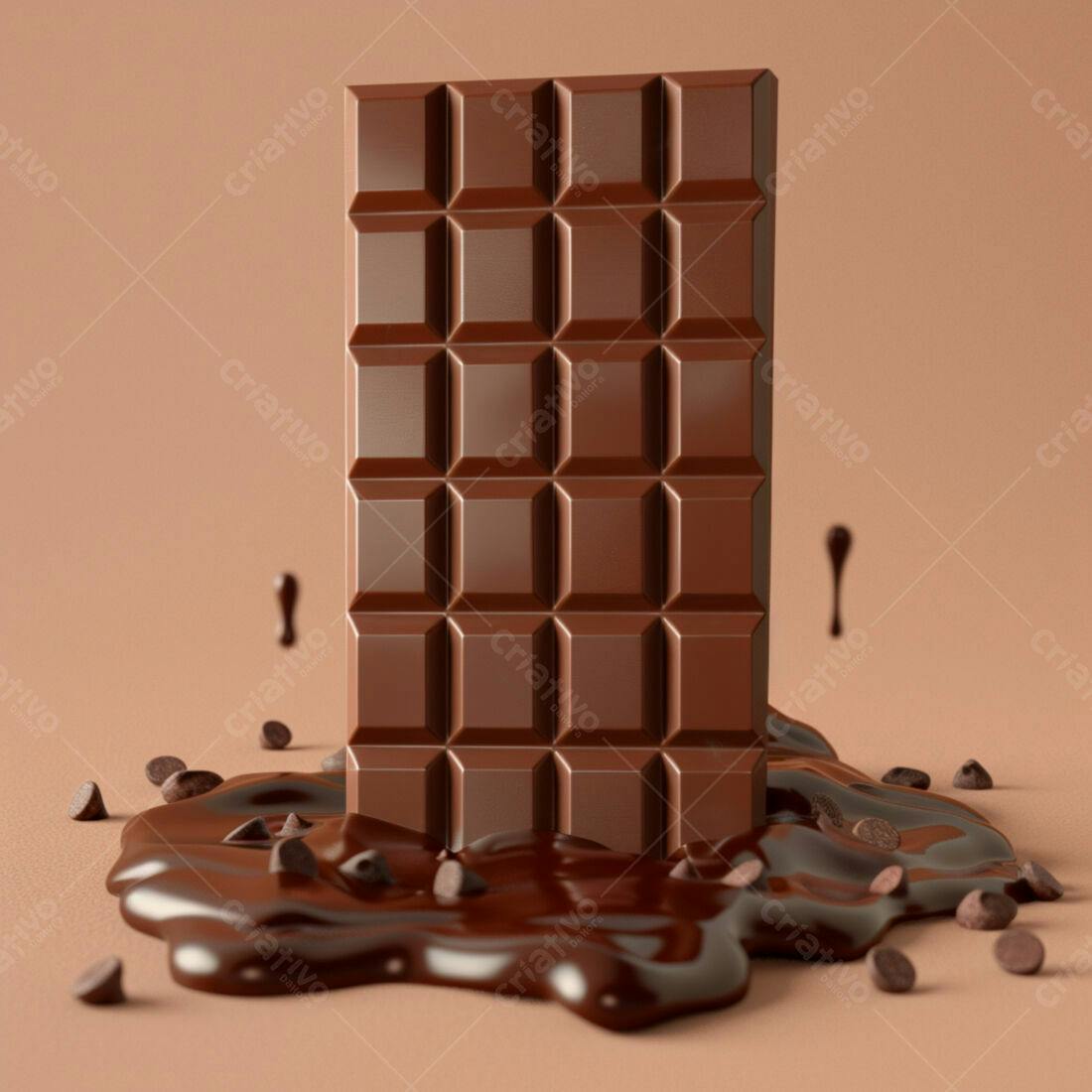 Barra de chocolate derretendo com gotas