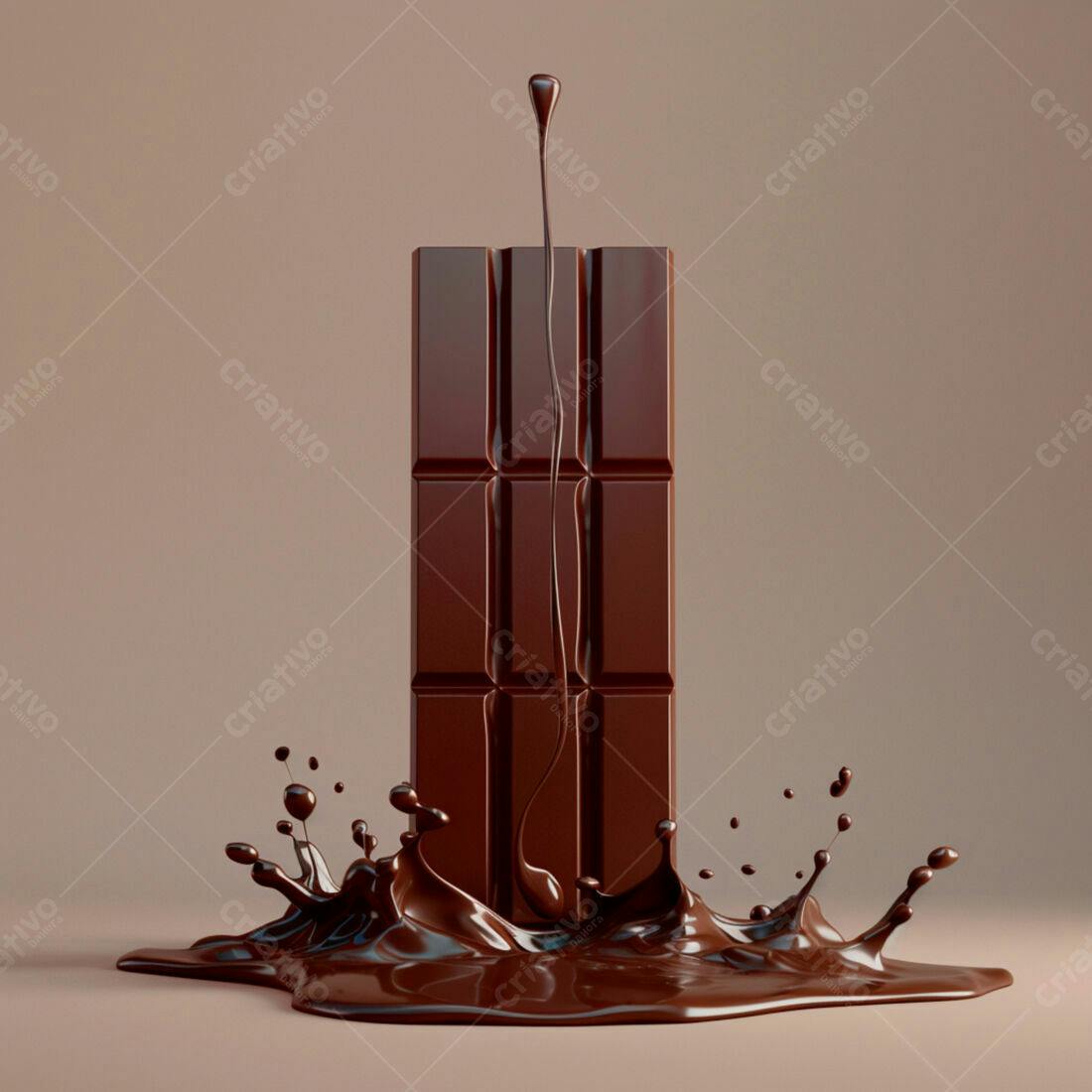 Barra de Chocolate Derretendo em Salpico