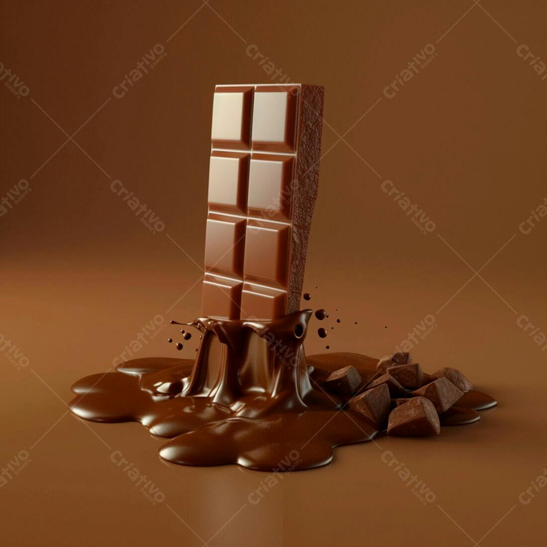 Barra de Chocolate derretendo em calda