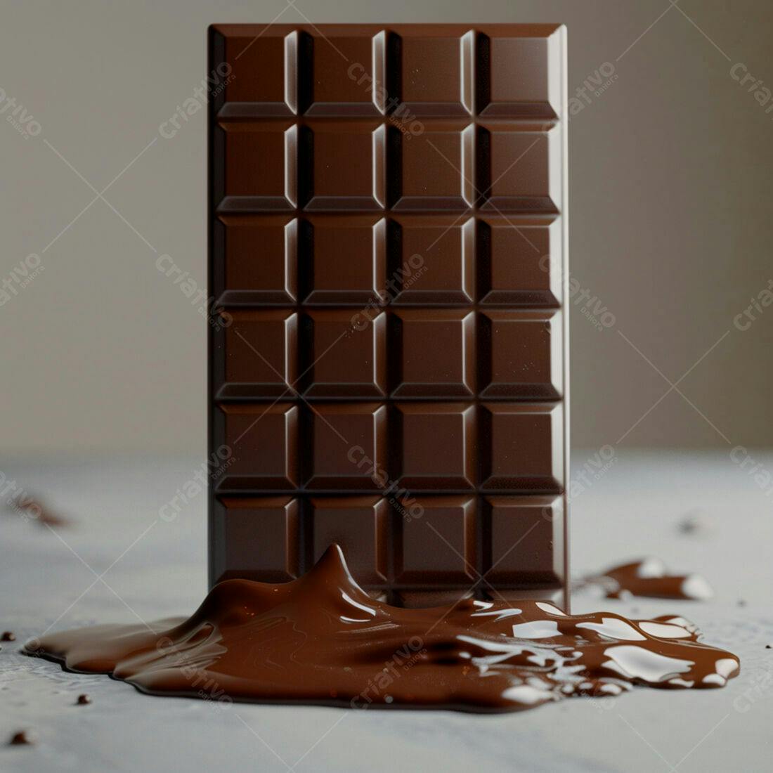 Barra de chocolate derretendo sobre superfície