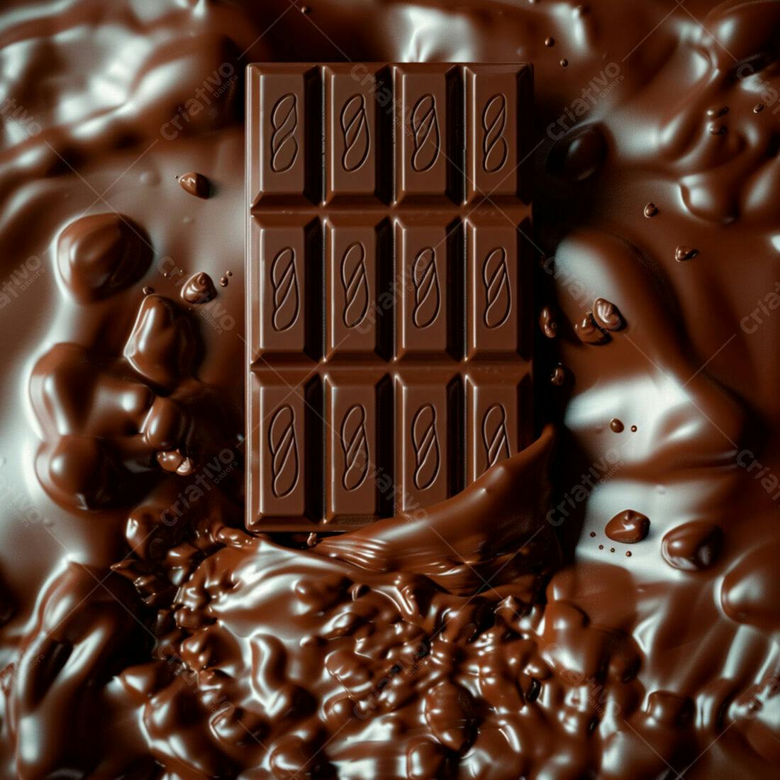 Barra de chocolate mergulhada em chocolate derretido