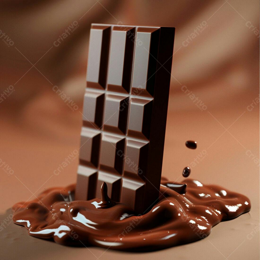Barra de Chocolate Derretendo em Chocolate