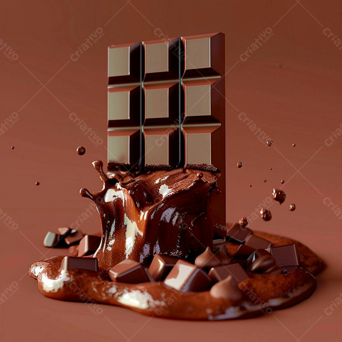 Barra de Chocolate Derretendo com Gotas