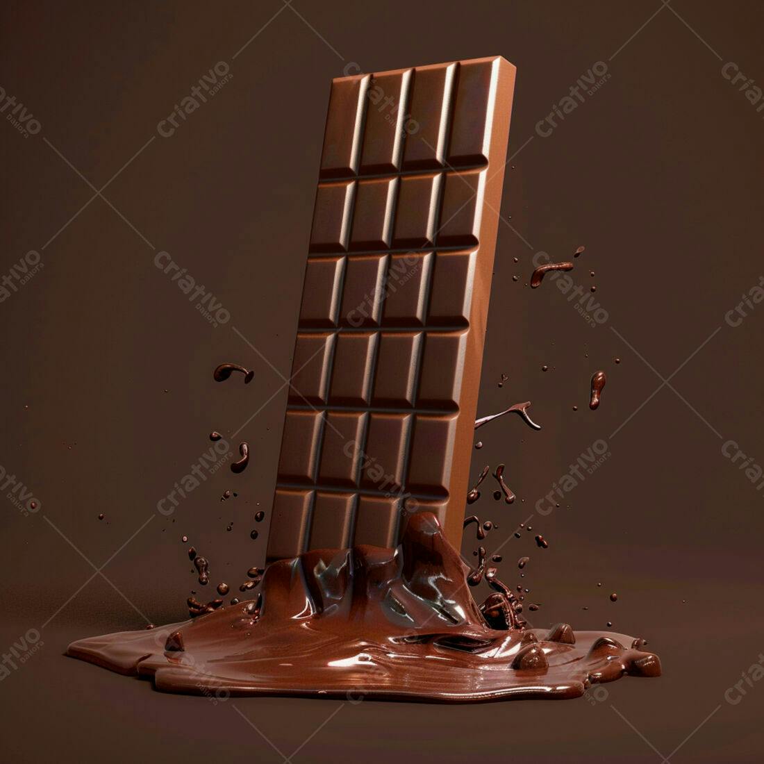 Barra de chocolate derretendo em calda