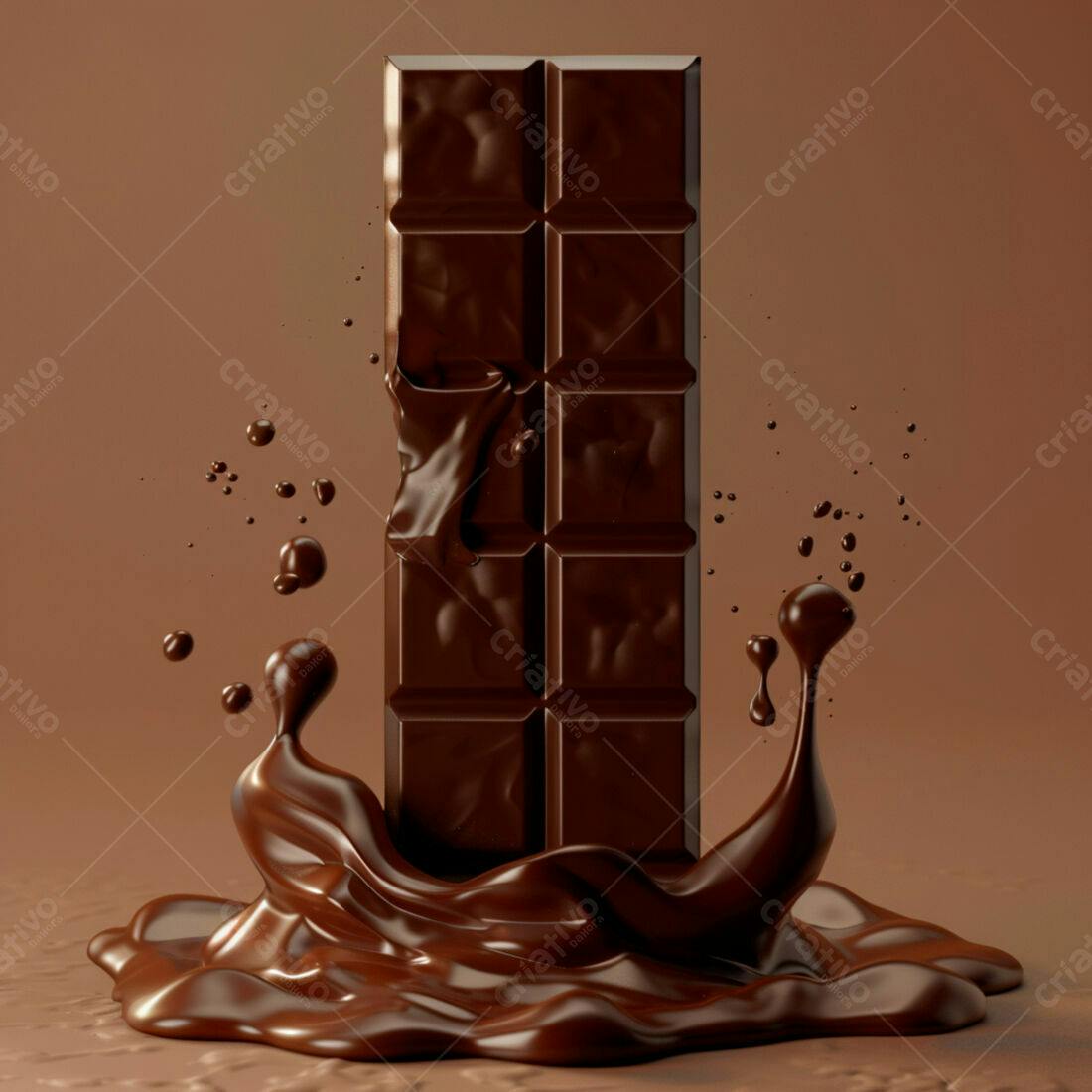 Barra de chocolate derretendo em calda