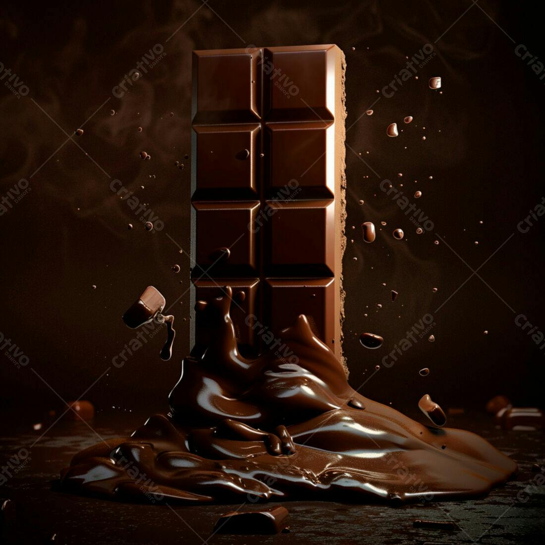 Barra de chocolate derretendo em calda