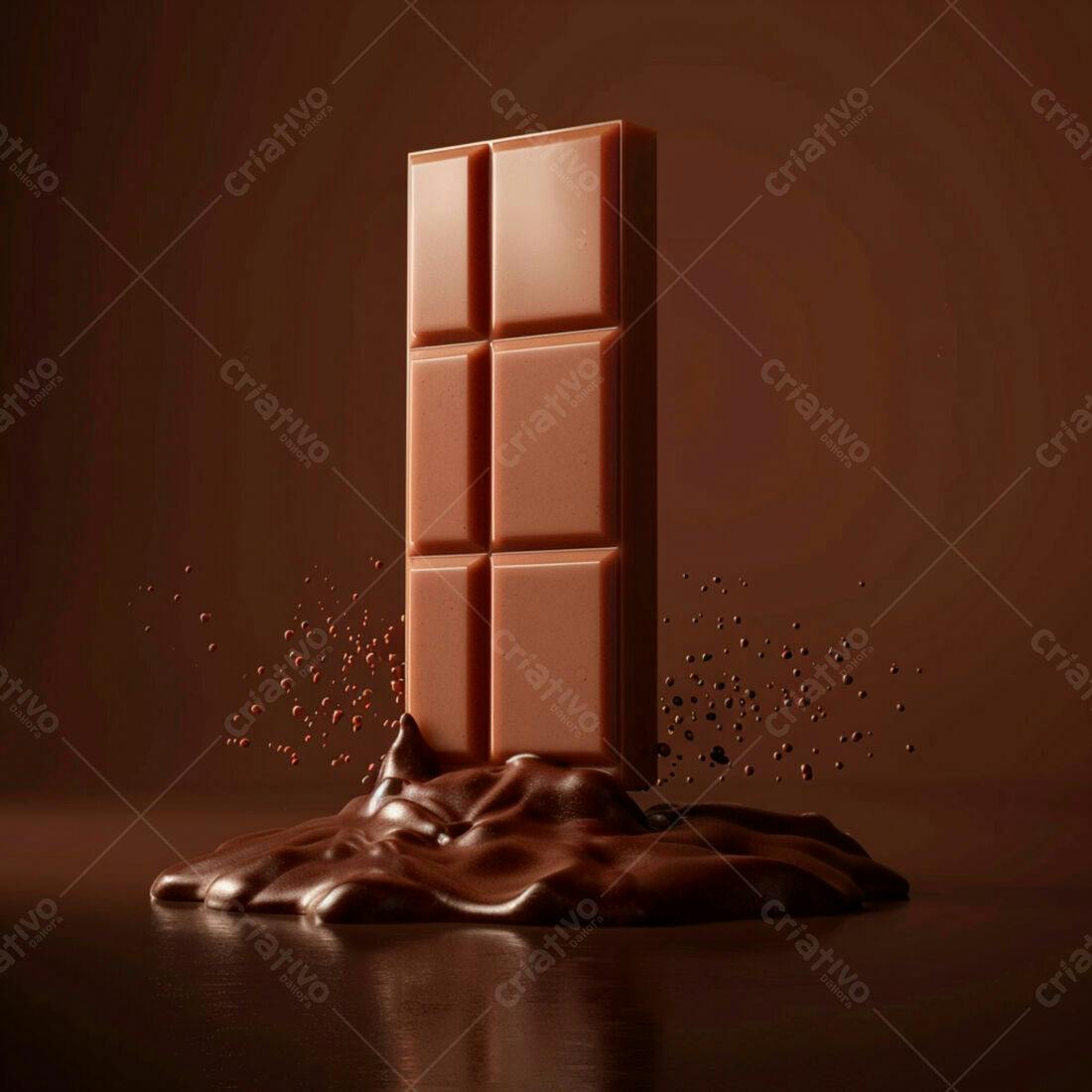 Barra de chocolate ao leite derretendo