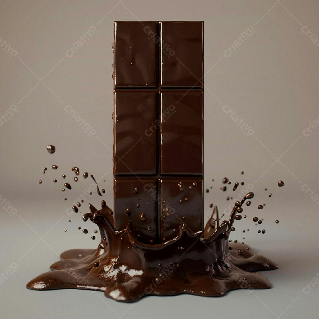 Barra de chocolate derretida em splash