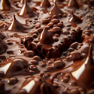 Barra de chocolate com chocolate derretido em baixo 1