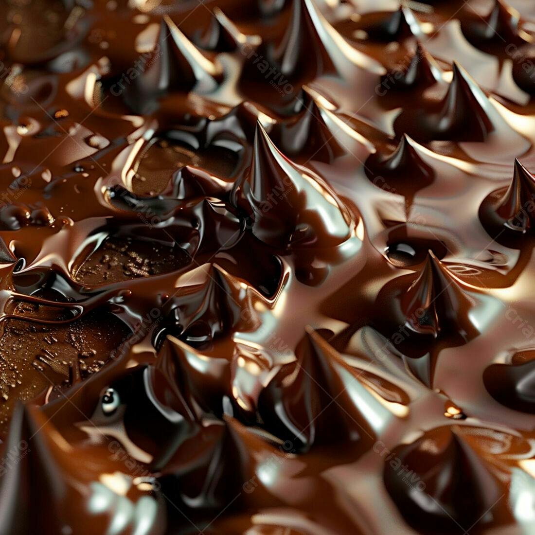 Chocolate derretido com textura pontiaguda