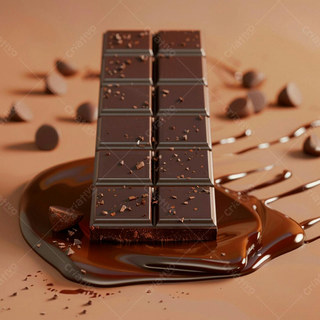 Barra de chocolate amargo derretido