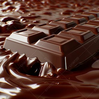 Barra de chocolate com chocolate derretido em baixo 11