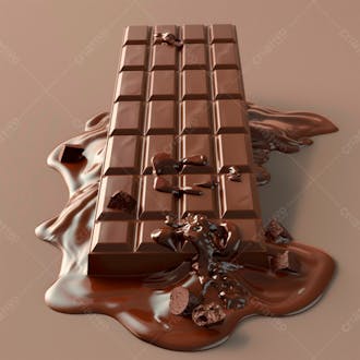 Barra de chocolate com chocolate derretido em baixo 13