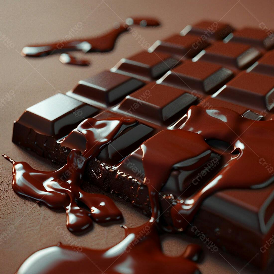 Barra de chocolate derretido textura rica