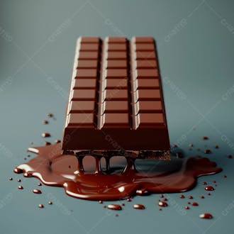 Barra de chocolate com chocolate derretido em baixo 17