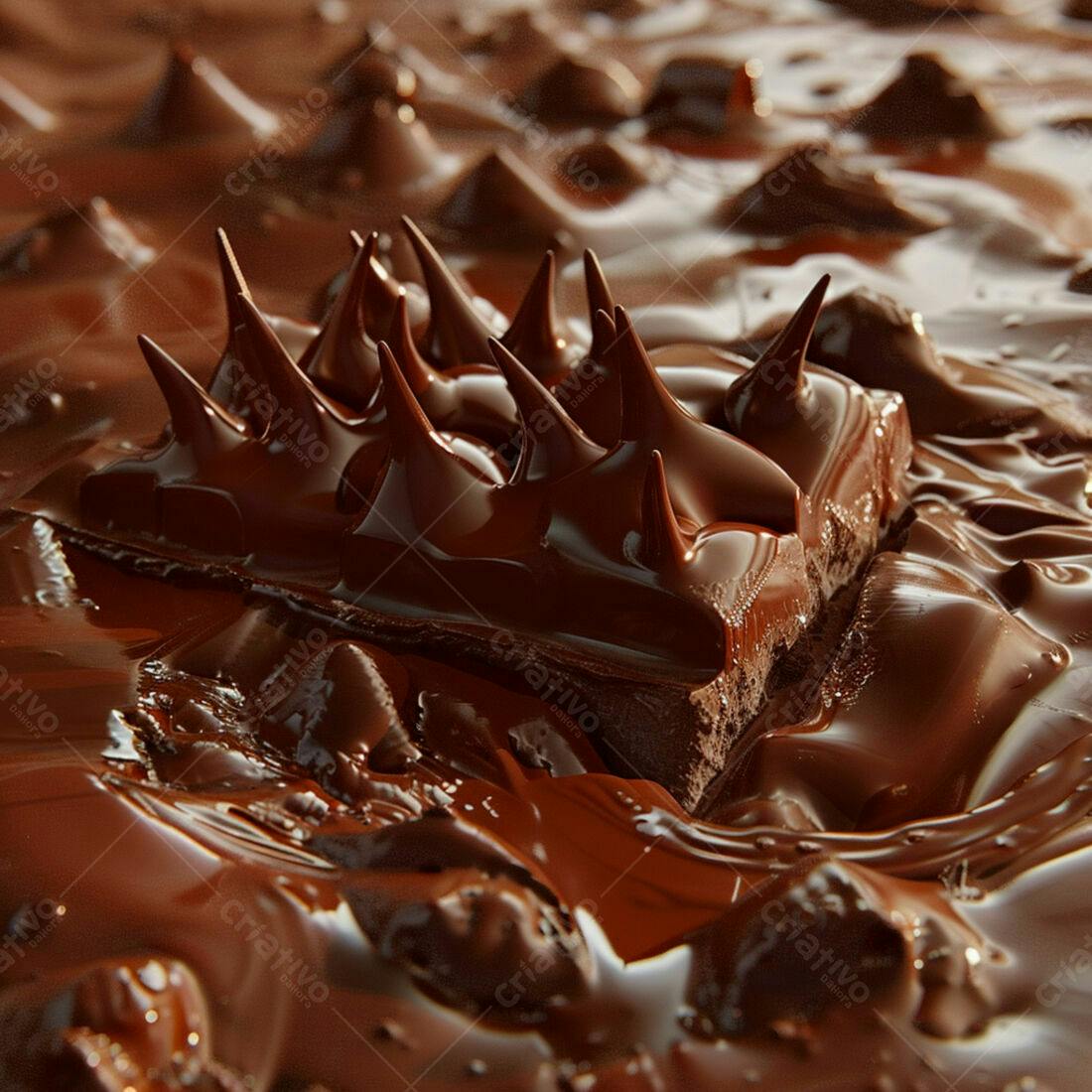 Chocolate derretido com picos texturados