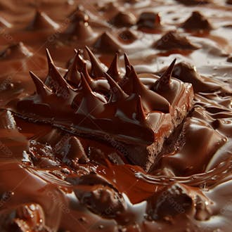 Barra de chocolate com chocolate derretido em baixo 21