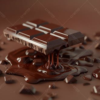 Barra de chocolate com chocolate derretido em baixo 23