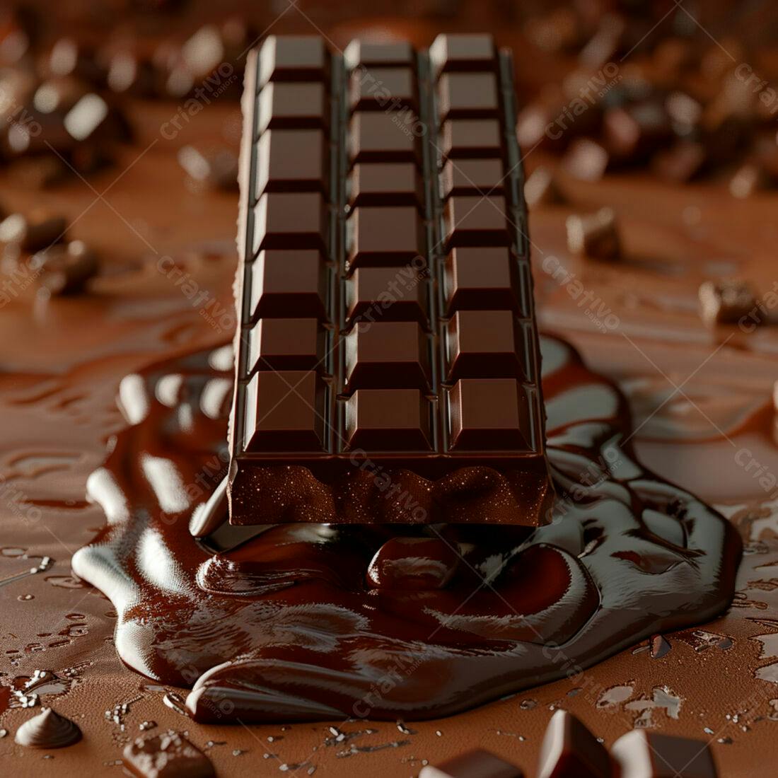 Barra de Chocolate derretendo em calda