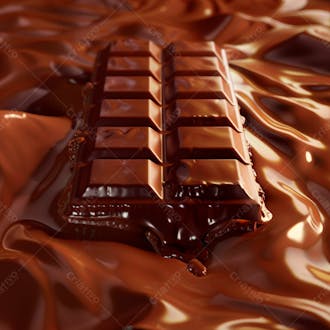 Barra de chocolate com chocolate derretido em baixo 29